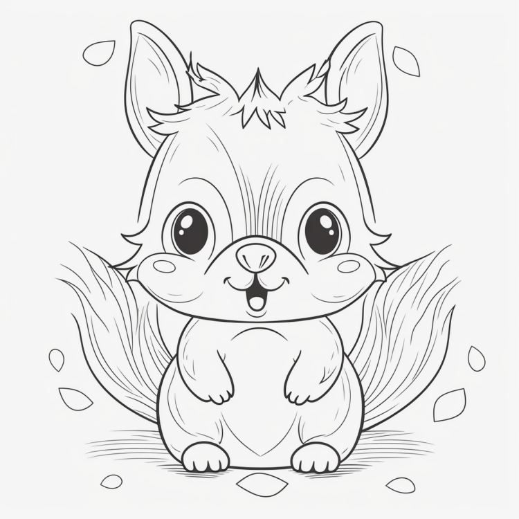 Ausmalbild Baby Eichhörnchen