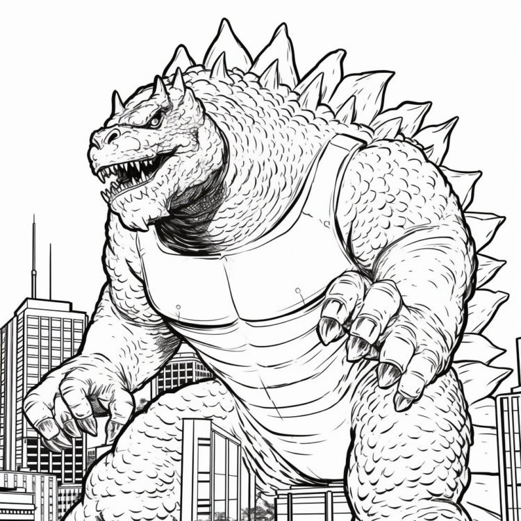 Ausmalbild Apokalypse Bestie Godzilla