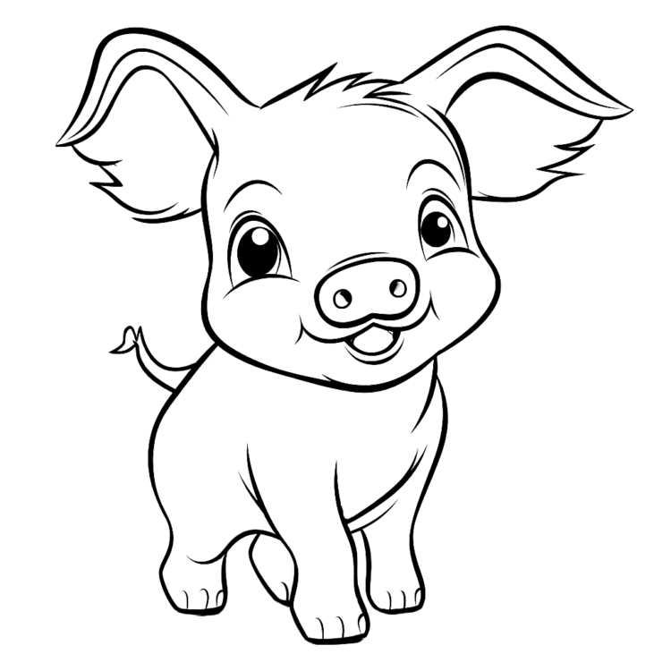 Ausmalbild Liebenswertes Schweinchen